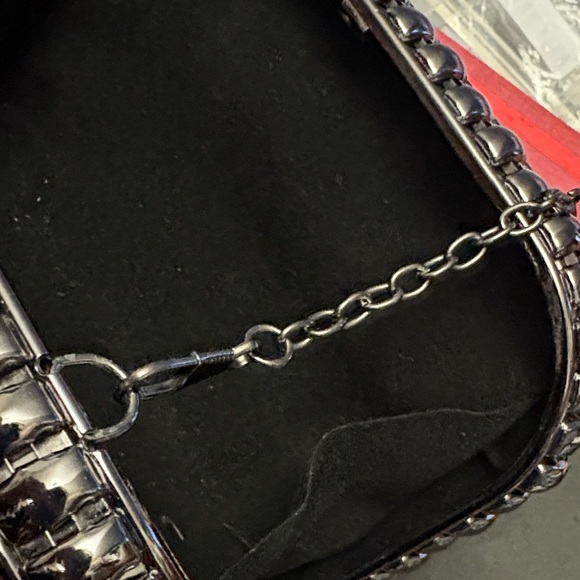 Neat Black Studded Chain Clutch - Picture 9 of 10